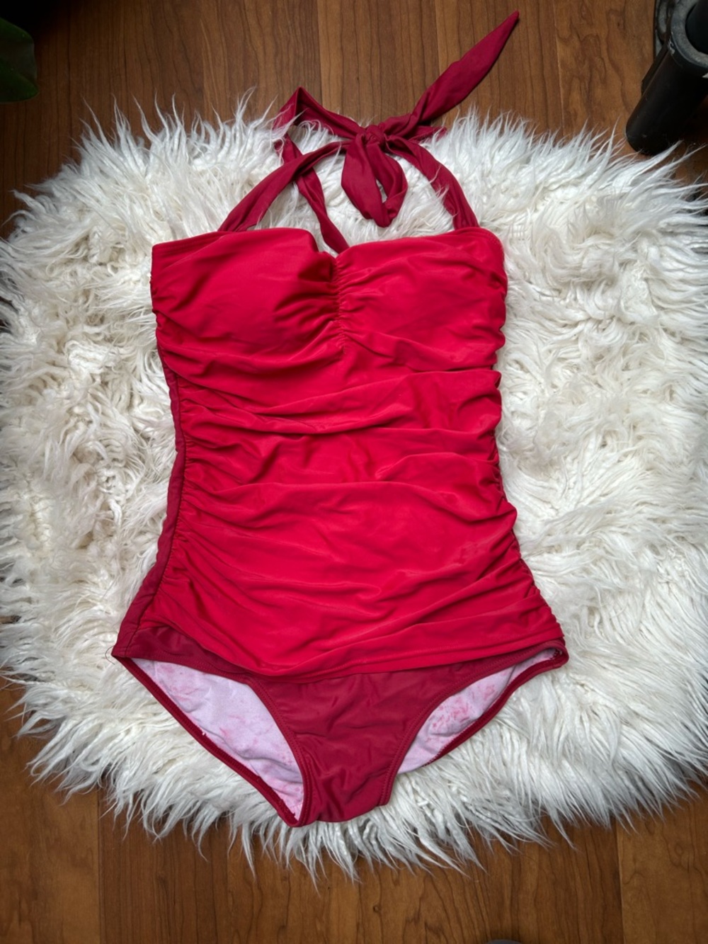 Red Halter One-Piece Swimsuit